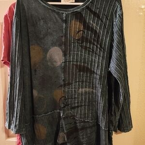 Black and Gray Asymmetrical Boxy Blouse